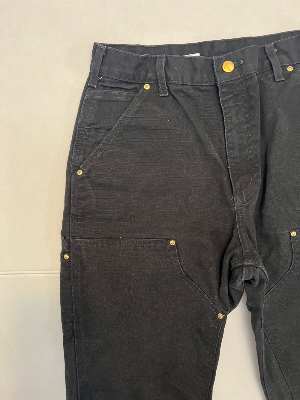 VINTAGE Y2K CARHARTT USA UNION MADE DOUBLE KNEE WORK PANTS BLACK SIZE 31x34 - Picture 3 of 12